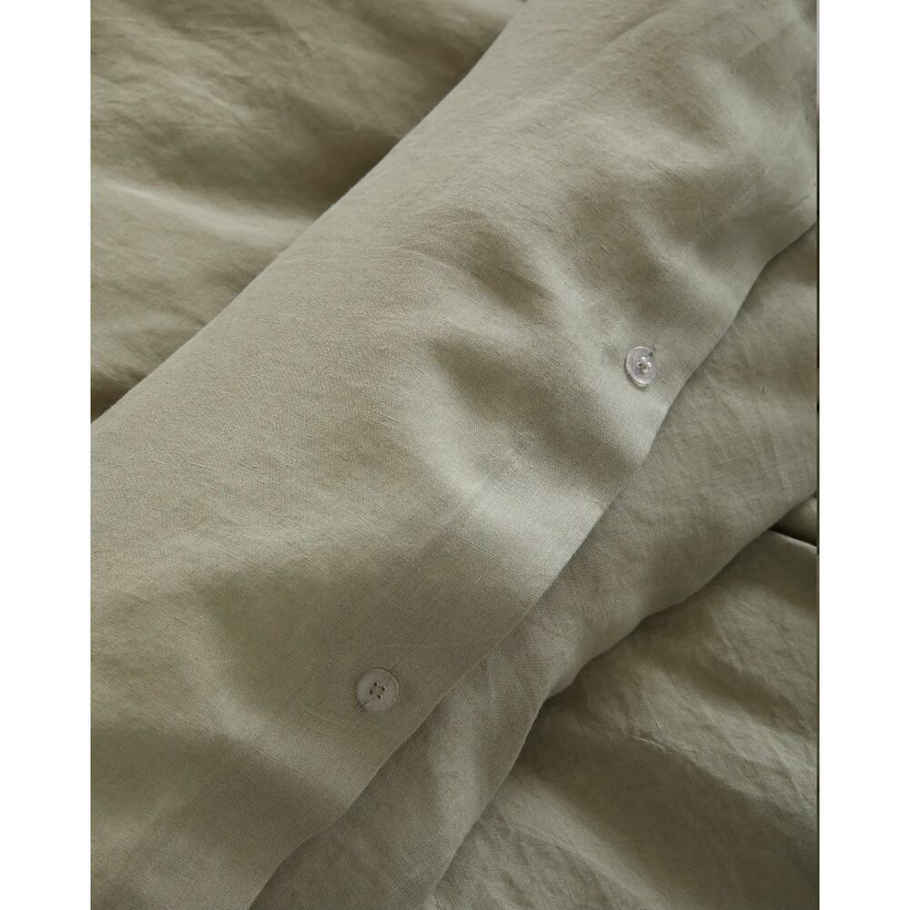 New Quince European Flax Linen Duvet Cover 3Pc Set Full Queen Sage $194 MSRP - Picture 4 of 7